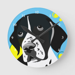 English Pointer Dog Round Clock