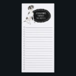 English Pointer Dog Shopping List Magnetic Notepad<br><div class="desc">Adorable things to fetch English Pointer dog with a black chalkboard frame personalised with your name.</div>