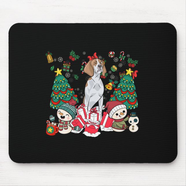 English Pointer Funny Christmas Dog For Men Women  Mouse Pad (Front)