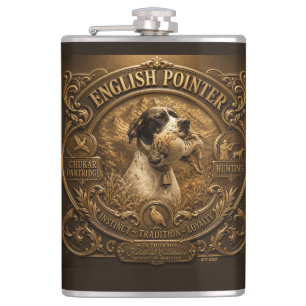 English Pointer Hunting ,Chukar partridge Hip Flask