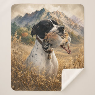 English Pointer Hunting ,Chukar partridge Sherpa Blanket