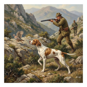 English Pointer, Partridge Hunting Photo Print