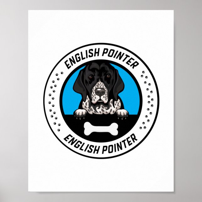 English Pointer Peeking Illustration Badge Poster (Front)