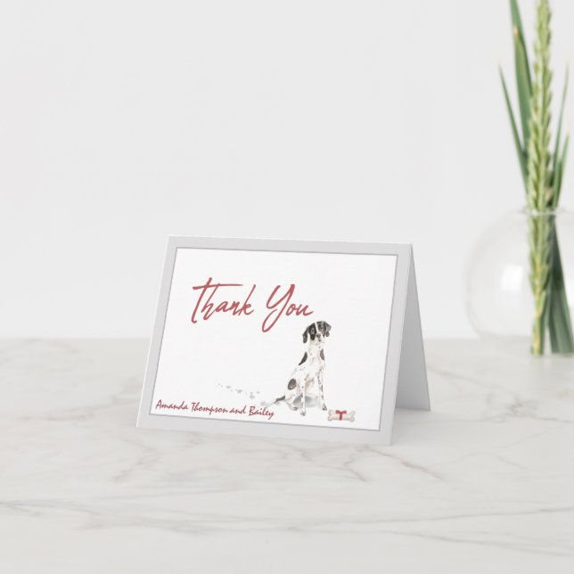 English Pointer Pet Dog Personalise Bone Ribbon    Thank You Card (Front)