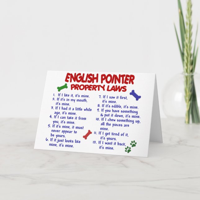 ENGLISH POINTER Property Laws 2 Card (Front)