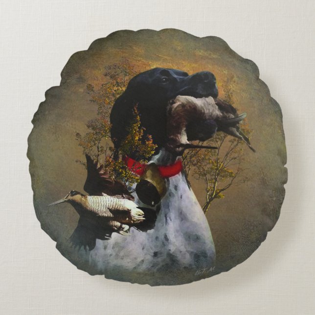 English Pointer  Round Cushion (Front)