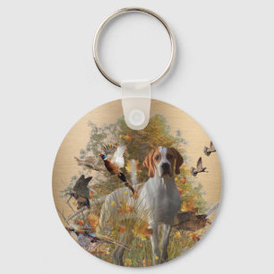 English Pointer Tapestry Metal Print Drawstring B Key Ring
