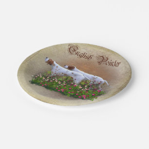 English Pointer Tapestry Poster Triptych Acrylic P Paper Plate