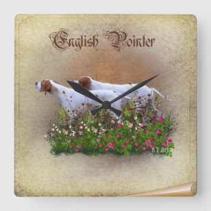 English Pointer Tapestry Poster Triptych Acrylic P Square Wall Clock