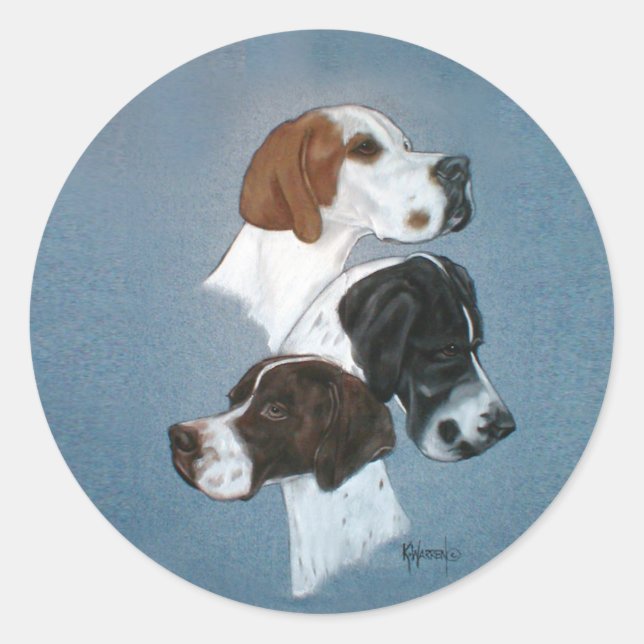 English Pointer Trio Head Study Classic Round Sticker (Front)