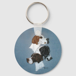 English Pointer Trio Head Study Key Ring