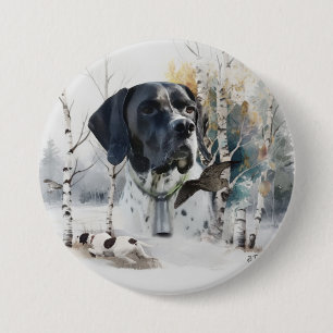 English Pointer , Woodcock Hunting Season , Art  7.5 Cm Round Badge