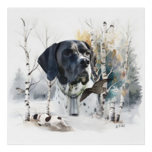 English Pointer , Woodcock Hunting Season , Art Photo Print