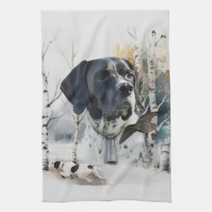 English Pointer , Woodcock Hunting Season , Art  Tea Towel