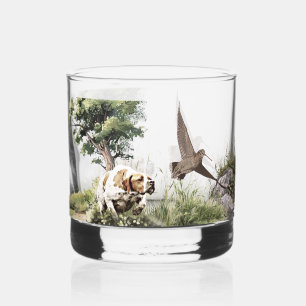 English Pointer , Woodcock Hunting Season , Art Whiskey Glass