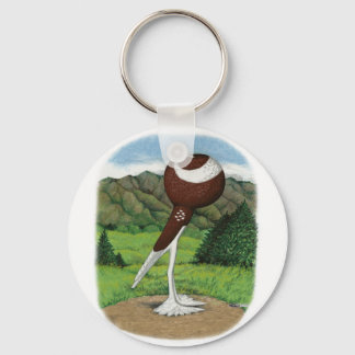 English Pouter Pigeon With Mountains Key Ring