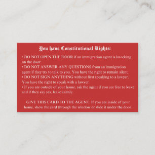 English Red Card- Immigration Rights Card