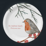 English Redbreast Robin Bird Holiday Christmas Paper Plate<br><div class="desc">This pretty little redbreast English Robin is perched to wish you a happy holiday season. Use this classic design for all your holiday decorating.</div>