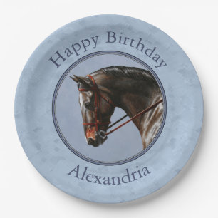 English Riding Horse Sky Blue Paper Plate