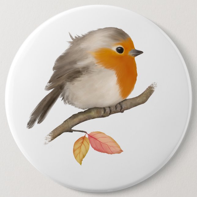 English Robin Bird 6 Cm Round Badge (Front)