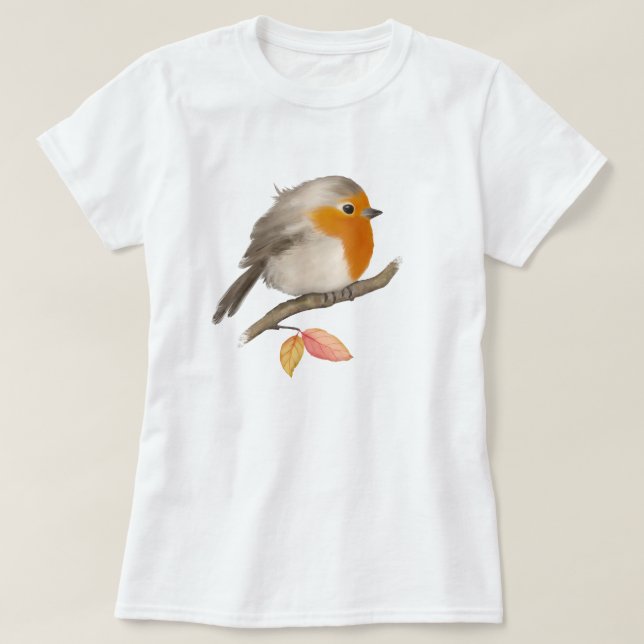 English Robin Bird T-Shirt (Design Front)