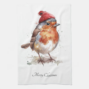 English Robin Christmas Kitchen Charm Tea Towel