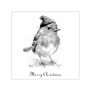 English Robin Christmas Mail Styling Self-inking Stamp
