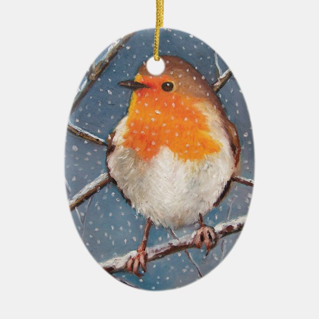 ENGLISH ROBIN IN SNOW: ORNAMENT (Front)