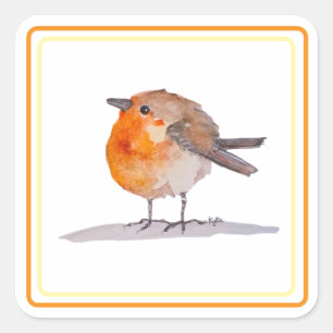 English Robin Watercolour Square Sticker