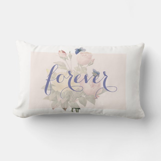 English Rose Butterfly  Garden Wedding Forever Lumbar Cushion (Front)