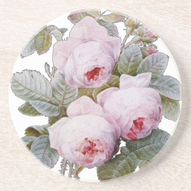 English Rose Garden Bouquet Pink Floral Coaster (Front)