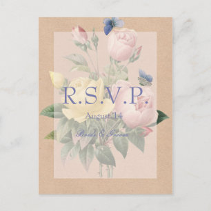 English Rose Garden Wedding Invitation RSVP Postcard