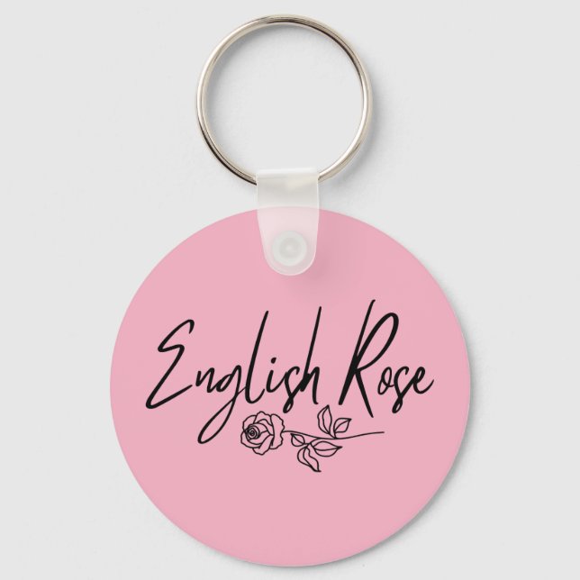 English Rose TYPOGRAPHY HANDWRITTEN STYLE Key Ring (Front)