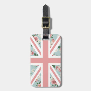 English Roses Union Jack Flag Luggage Tag