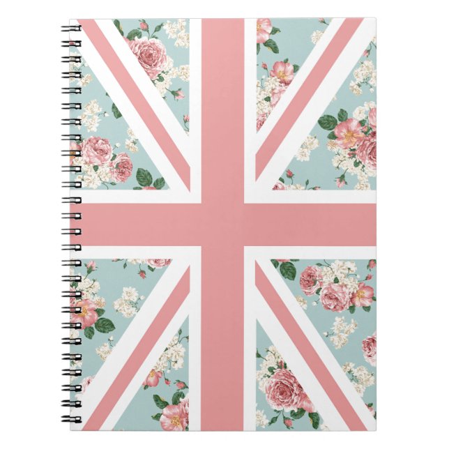 English Roses Union Jack Flag Spiral Notebook (Front)