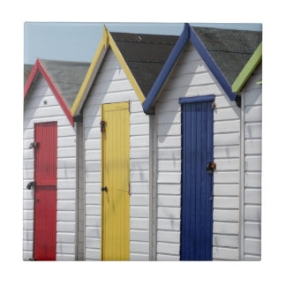 English Seaside Beach Huts Tile