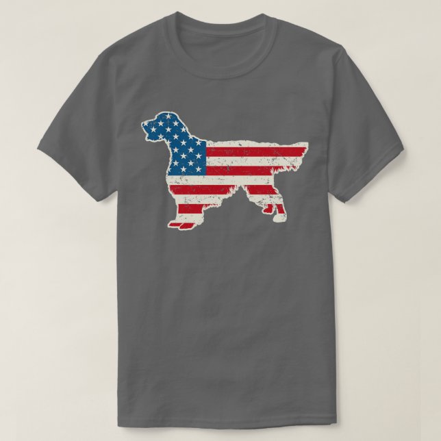 English Setter American Flag 4th of July for Men W T-Shirt (Design Front)