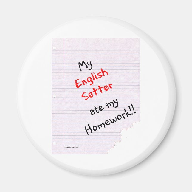English Setter Ate My Homework - Magnet (Front)