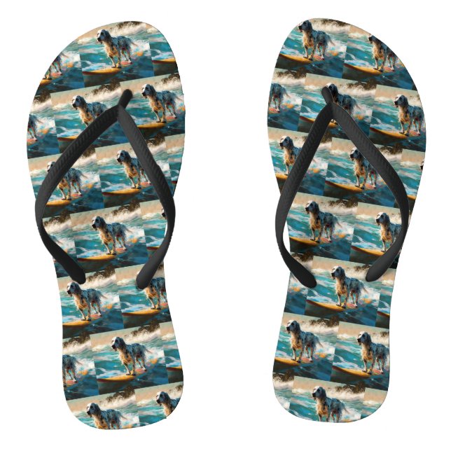 English Setter Beach Surfing Painting Jandals (Footbed)