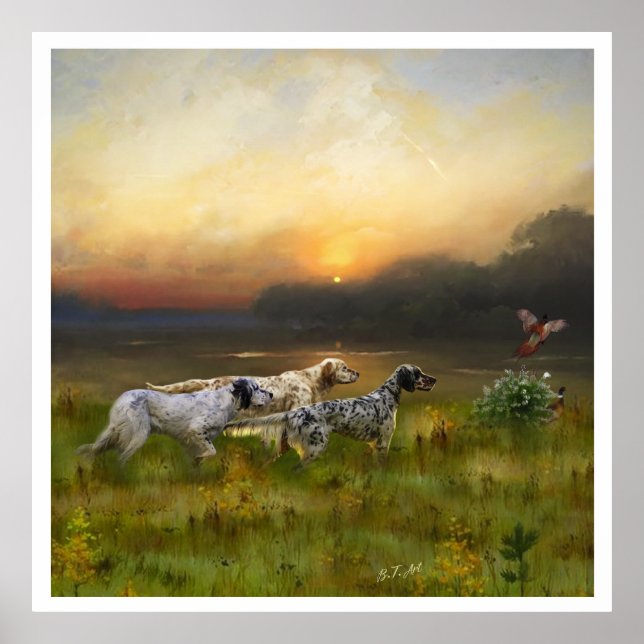 English Setter , bird hunting  Poster (Front)