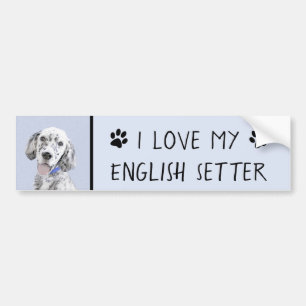 English Setter Blue Belton Painting Dog Art Bumper Sticker