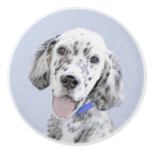 English Setter Blue Belton Painting Dog Art Ceramic Knob