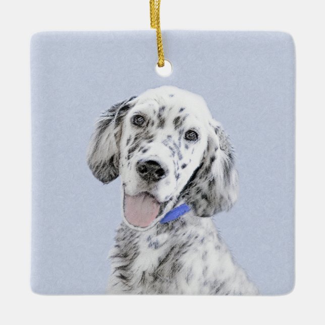 English Setter Blue Belton Painting Dog Art Ceramic Ornament (Front)