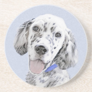 English Setter Blue Belton Painting Dog Art Coaster