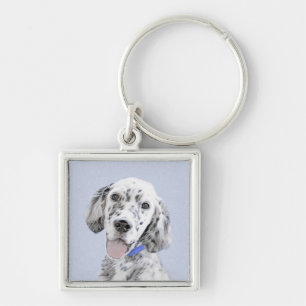 English Setter Blue Belton Painting Dog Art Key Ring