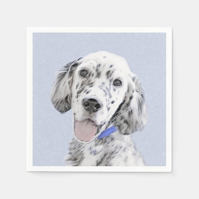English Setter Blue Belton Painting Dog Art Napkin (Front)