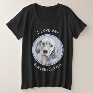 English Setter Blue Belton Painting Dog Art Plus Size T-Shirt