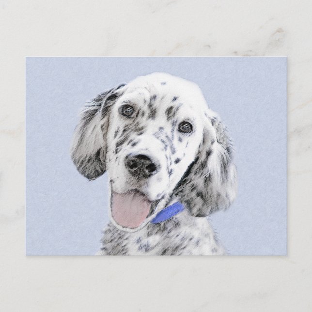 English Setter Blue Belton Painting Dog Art Postcard (Front)