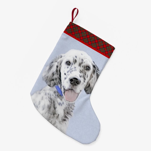 English Setter Blue Belton Painting Dog Art Small Christmas Stocking (Front (Hanging))