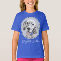 English Setter Blue Belton Painting Dog Art T-Shir